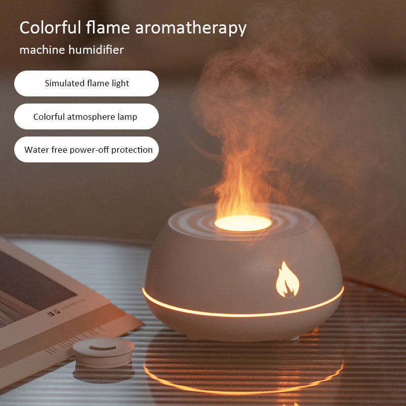 Flame Humidifier Aromatherapy Diffuser 7 Colors Light Home Air Humidifier 130ML USB Room Fragrance Essential Oil Diffuser