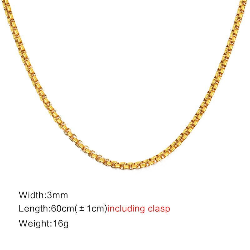 3Mm Men'S Stainless Steel Thick Golden Link Chain Necklace for Men 