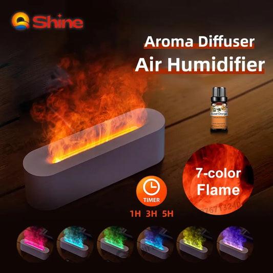 Aroma Diffuser with LED and 7-Color Flame Humidifier