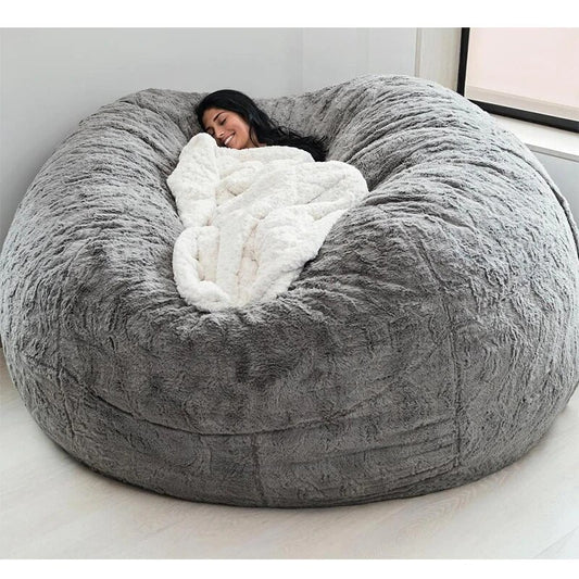 Dropshipping Fur Giant Removable Washable Bean Bag Bed Cover Living Room Furniture Lazy Sofa Cover