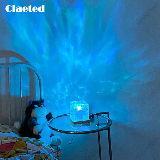 LED Dynamic Water Ripple Projector Night Lights Flame Atmosphere Table Lamp for Bedsides Livingroom Home Decor Lamps