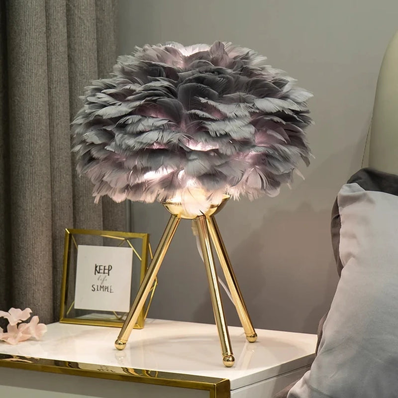 Modern Goose Feather Table Lamp for Romantic Décor