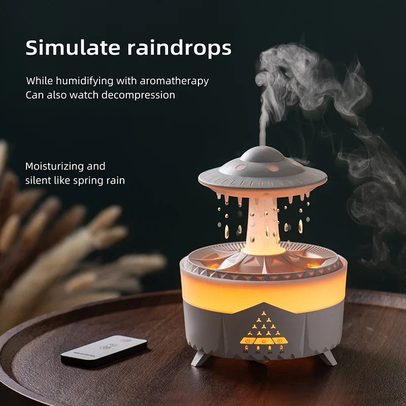 UFO Rain Cloud Humidifier Water Drip, Essential Oil Diffuser, 230Ml Cloud Humidifier Rain Drop, Mushroom Smart Air Humidifier