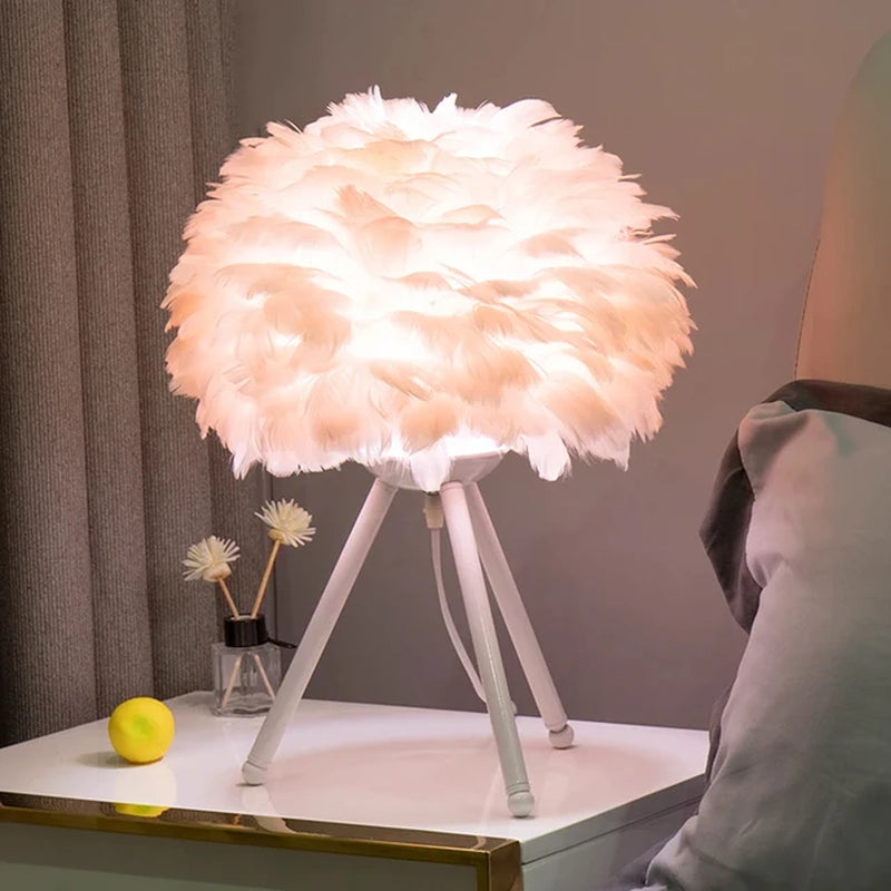 Modern Goose Feather Table Lamp for Romantic Décor