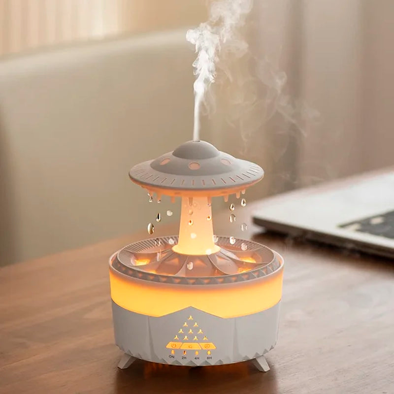 UFO Rain Cloud Humidifier Water Drip, Essential Oil Diffuser, 230Ml Cloud Humidifier Rain Drop, Mushroom Smart Air Humidifier