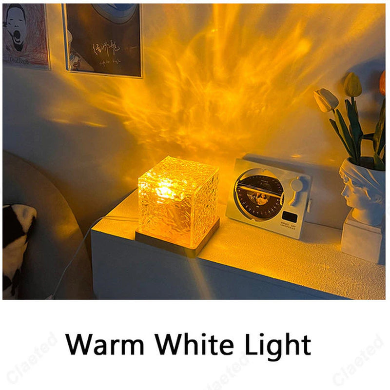 LED Dynamic Water Ripple Projector Night Lights Flame Atmosphere Table Lamp for Bedsides Livingroom Home Decor Lamps