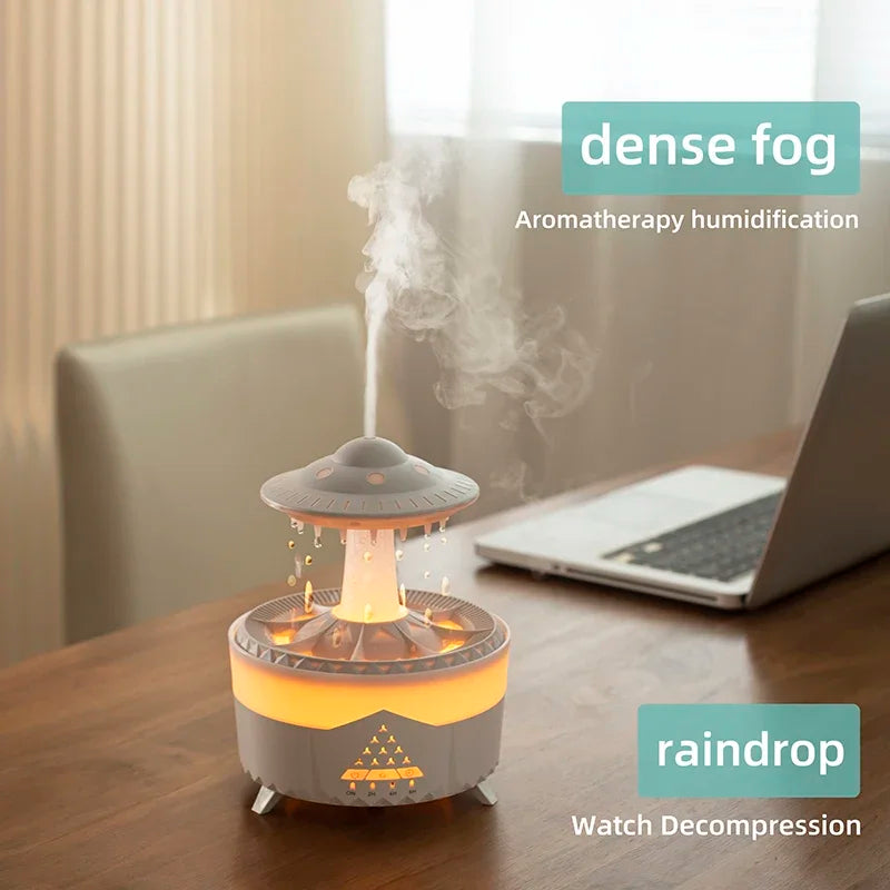 UFO Rain Cloud Humidifier Water Drip, Essential Oil Diffuser, 230Ml Cloud Humidifier Rain Drop, Mushroom Smart Air Humidifier