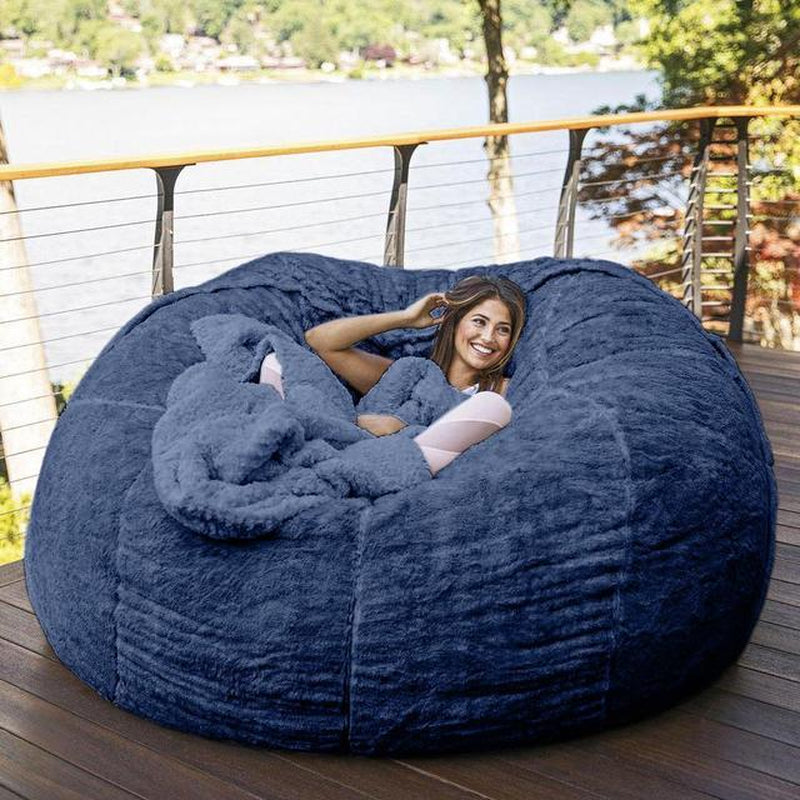 Dropshipping Fur Giant Removable Washable Bean Bag Bed Cover Living Room Furniture Lazy Sofa Cover