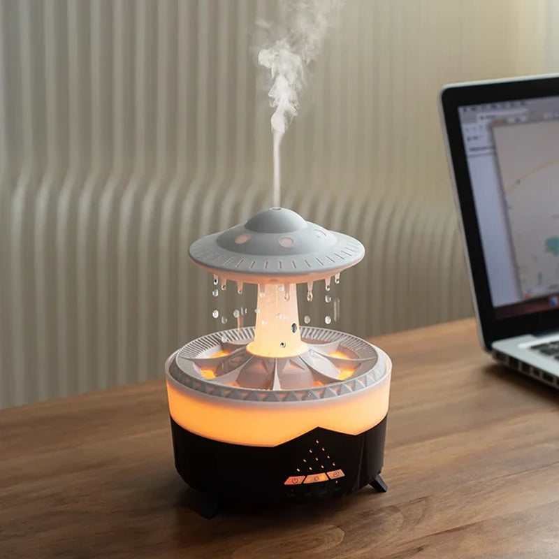 UFO Rain Cloud Humidifier Water Drip, Essential Oil Diffuser, 230Ml Cloud Humidifier Rain Drop, Mushroom Smart Air Humidifier