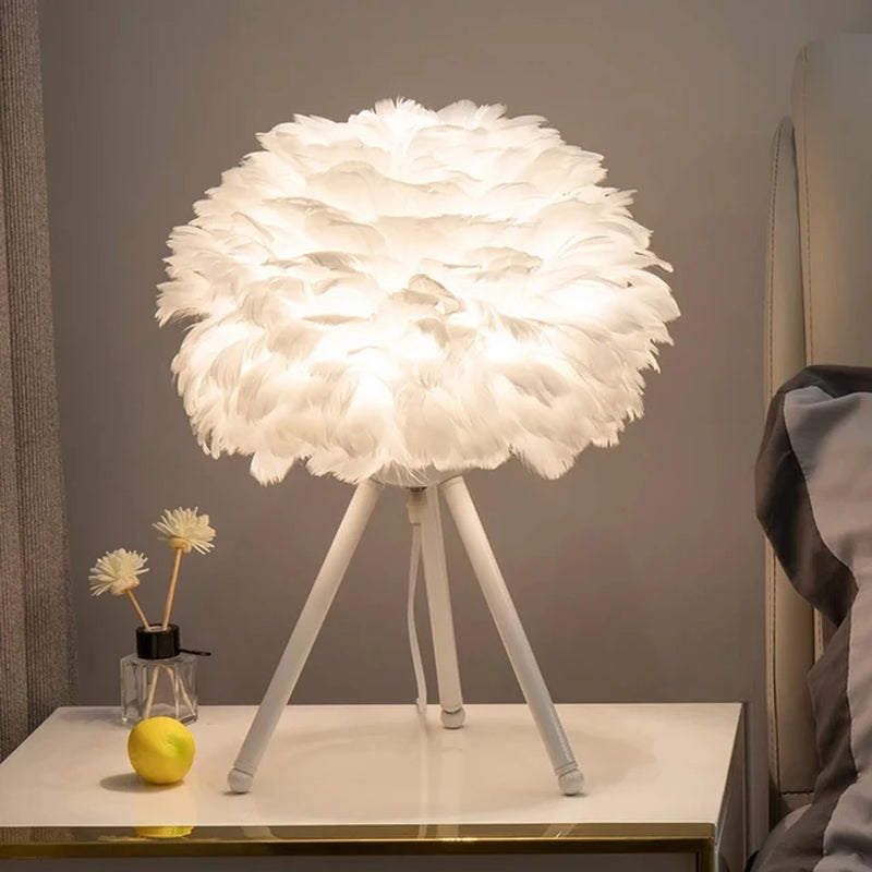 Modern Goose Feather Table Lamp for Romantic Décor