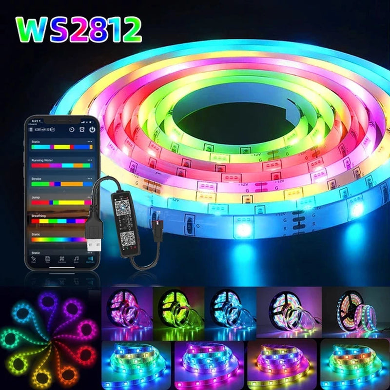 5050 RGB LED Strip Light Ws2812B USB Bluetooth Wifi 5V LED Lights Flexible Luces Led Ribbon RGB TV Backlight Diode Tape